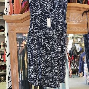 Anthropologie Black and White Patterned Midi Dress
